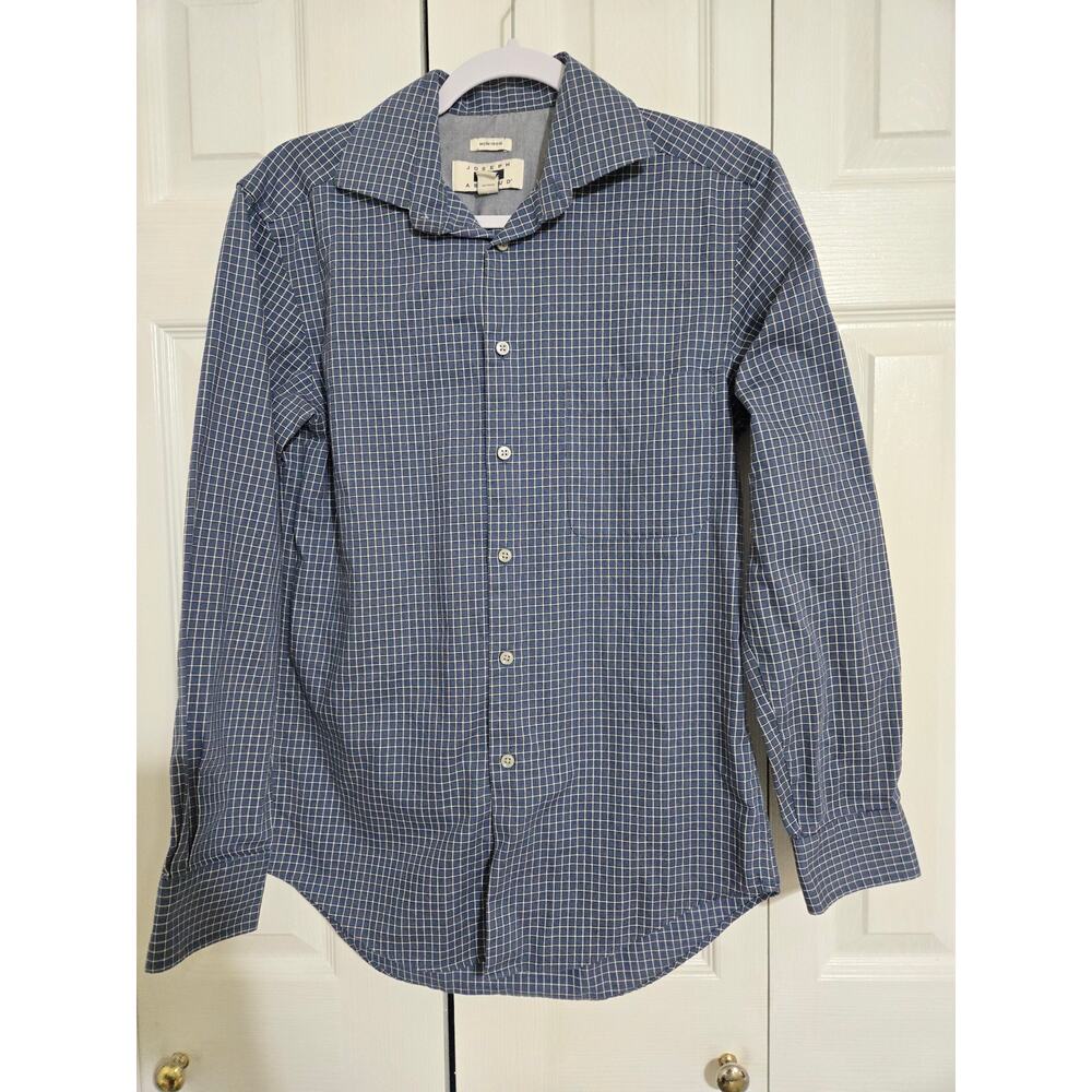 Joseph Abboud small men's blue plaid button up long sleeve shirt
